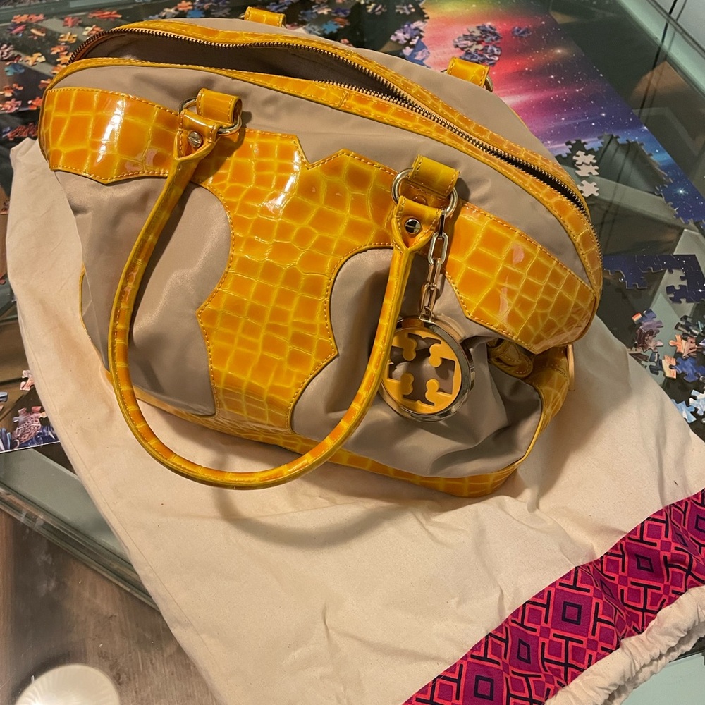 Tory Burch Yellow and Gray Shoulder Bag